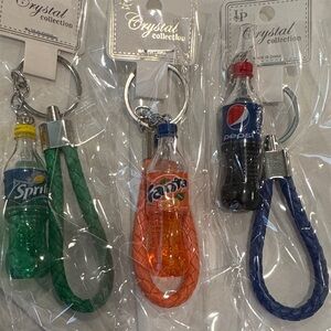 Mini Soda Bottle Keychain Set — Sprite, Fanta, Pepsi